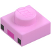 LEGO Bright Pink Plate 1 x 1 with 2 Black Squares and Dark Pink Rectangle (Minecraft Axolotl Face) (1014 / 3024)