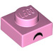 LEGO Leuchtend rosa Platte 1 x 1 mit Schwarz semicircle/eyebrow (3024 / 66045)