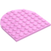 LEGO Fel roze Plaat 8 x 8 Rond Halve Cirkel (41948)