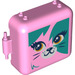 LEGO Bright Pink Play Cube Box 3 x 8 with Hinge with Cat face (64462 / 72508)