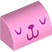 LEGO Fel roze Helling 1 x 2 Gebogen met Smiling Gezicht (37352 / 104558)
