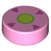 LEGO Bright Pink Tile 1 x 1 Round with Green Circle (30672 / 98138)