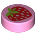 LEGO Fel roze Tegel 1 x 1 Ronde met Strawberry (15826 / 98138)