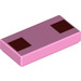 LEGO Bright Pink Tile 1 x 2 with Brown Squares with Groove (3069 / 66775)