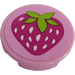 LEGO Bright Pink Tile 2 x 2 Round with Strawberry Sticker with &quot;X&quot; Bottom (4150)