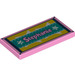 LEGO Bright Pink Tile 2 x 4 with &quot;Stephanie&quot; and Stars on Carpet (55598 / 87079)
