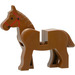 LEGO Marron Cheval avec Noir Yeux et Rouge Bride