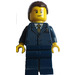 LEGO Business Man with Dark Blue Pin Striped Suit with Gold Tie and Brown Hair Minifigure