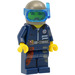 LEGO Cam mit Blau, rot, und Weiß Beine, Scuba oben, Dark Grau Helm, und Transparent Blau Snorkel Visier Minifigur