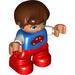LEGO Child Figure Blauw Top met Rood Auto Patroon Duplo Figuur