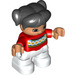 LEGO Child with Black Hair, Red Jumper with Diamond Pattern Duplo Figure