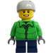LEGO Child with Dark Blue Pants, Green Winter Jacket and Sports Helmet Minifigure