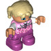 LEGO Child with Tan Hair, Pink and White Top with Flower Duplo Figure