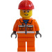 LEGO City Construction Worker with Orange Safety Vest, Red Helmet and Glasses Minifigure