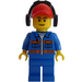 LEGO City Worker with blue jacket and blue pants with red cap with ear defenders Minifigure