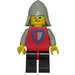 LEGO Classic Castle Knight, Rood &amp; Grijs Schild Aan Torso, Zwart Poten met Rood Heupen, Light Grijs Neck-Protector minifiguur
