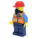 LEGO Bouwvakker - Mannelijk (Rood Bouw Helm, Zwart Bandana) Minifiguur