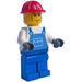 LEGO Construction worker - Red Helmet and Blue Overalls and Legs Minifigure