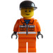 LEGO Stavební dělník s Černá Víčko Minifigurka