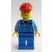 LEGO Bouw worker met Blauw overall met tools in pocket en Rood Bouw Helm (Set 4434) minifiguur