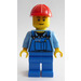 LEGO Construction worker with blue overall with tools in pocket and red construction helmet (Set 4434) Minifigure