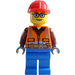 LEGO Bouw Worker met Glasses en Blauw Poten minifiguur