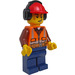 LEGO Bouwvakker met Helm en Koptelefoon Minifiguur