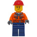LEGO Construction Worker avec Orange Hoodie Figurine