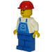 LEGO Construction Worker with Pocket in Blue Overalls and Red Helmet Minifigure