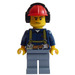 LEGO Pracownik budowlany z Sweaty Twarz I Earmuffs Minifigurka