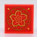 LEGO Coral Tile 2 x 2 with Flower in Gold Circle Sticker with Groove (3068)