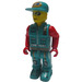 LEGO Crewmember mit Dark Turquoise Overalls und rot Arme Minifigur