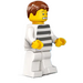 LEGO Criminal with Gray Striped Top and Reddish Brown Hair Minifigure