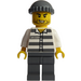 LEGO Crook with Prison Shirt and Stubble Beard and Gray Cap Minifigure