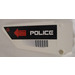 LEGO Curved Panel 17 Left with &quot;Police&quot;, Vent, and &quot;Caution Hot Surface&quot; in Red Arrow Sticker (64392)