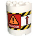 LEGO Cylinder 2 x 4 x 4 Halvt med Danger og Arrows „this Side Op“ Klistermærke (6218)