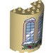 LEGO Cylinder 3 x 6 x 6 Halv med arched windows och snow (35347 / 66588)