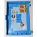 LEGO Donker Azuurblauw Book Halve met Hinges met Wit met bed, Brand, en kitchen Sticker (61174)