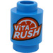 LEGO Dark Azure Brick 1 x 1 Round with &#039;VITA RUSH&#039; with Open Stud (3062 / 105566)