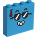 LEGO Ciemny lazur Cegła 1 x 4 x 3 z Cool Smiley z brązowy Drop NA both boki Naklejka (49311)