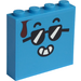 LEGO Donker Azuurblauw Steen 1 x 4 x 3 met Cool Smiley met Brown Drop Aan both sides Sticker (49311)