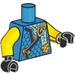 LEGO Dunkles Azur Nya - Dragons Rising mit Haar mit Schulterpanzer und Gesicht Maske Minifigur Torso (973)