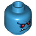 LEGO Dark Azure Silver Horn Demon Minifigure Head (Recessed Solid Stud) (3626 / 68970)