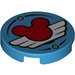 LEGO Dark Azure Tile 2 x 2 Round with Mickey Mouse Heart with Wings with Bottom Stud Holder (14769 / 78195)