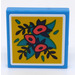 LEGO Dark Azure Tile 2 x 2 with Flowers Sticker with Groove (3068)