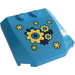 LEGO Dark Azure Wedge 4 x 4 Curved with Yellow Flowers and Cog Wheels Sticker (45677)