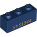 LEGO Donkerblauw Steen 1 x 3 met &#039;No 21344&#039; (3622 / 104837)