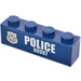 LEGO Dark Blue Brick 1 x 4 with Police 60007 and Left Badge Sticker (3010)