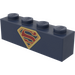 LEGO Dark Blue Brick 1 x 4 with Red and Gold Superman Logo (3010)