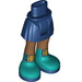 LEGO Dark Blue Hip with Basic Curved Skirt with Dark Turquoise Boots with Gold Buckles with Thick Hinge (35634)